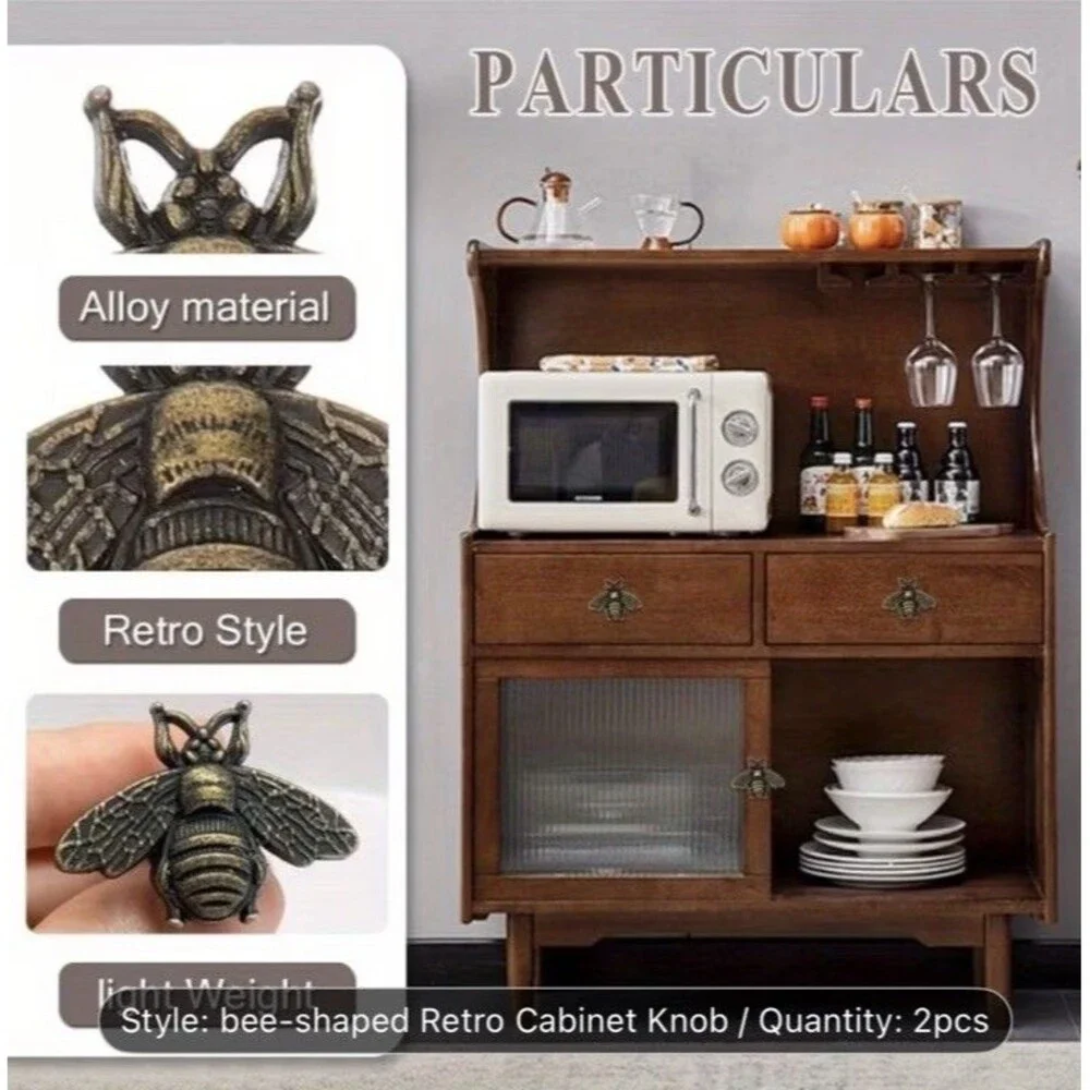 2-Piece Bumble Bee Alloy Cabinet Knobs Decorative Bronze Drawer & Dresser Pulls